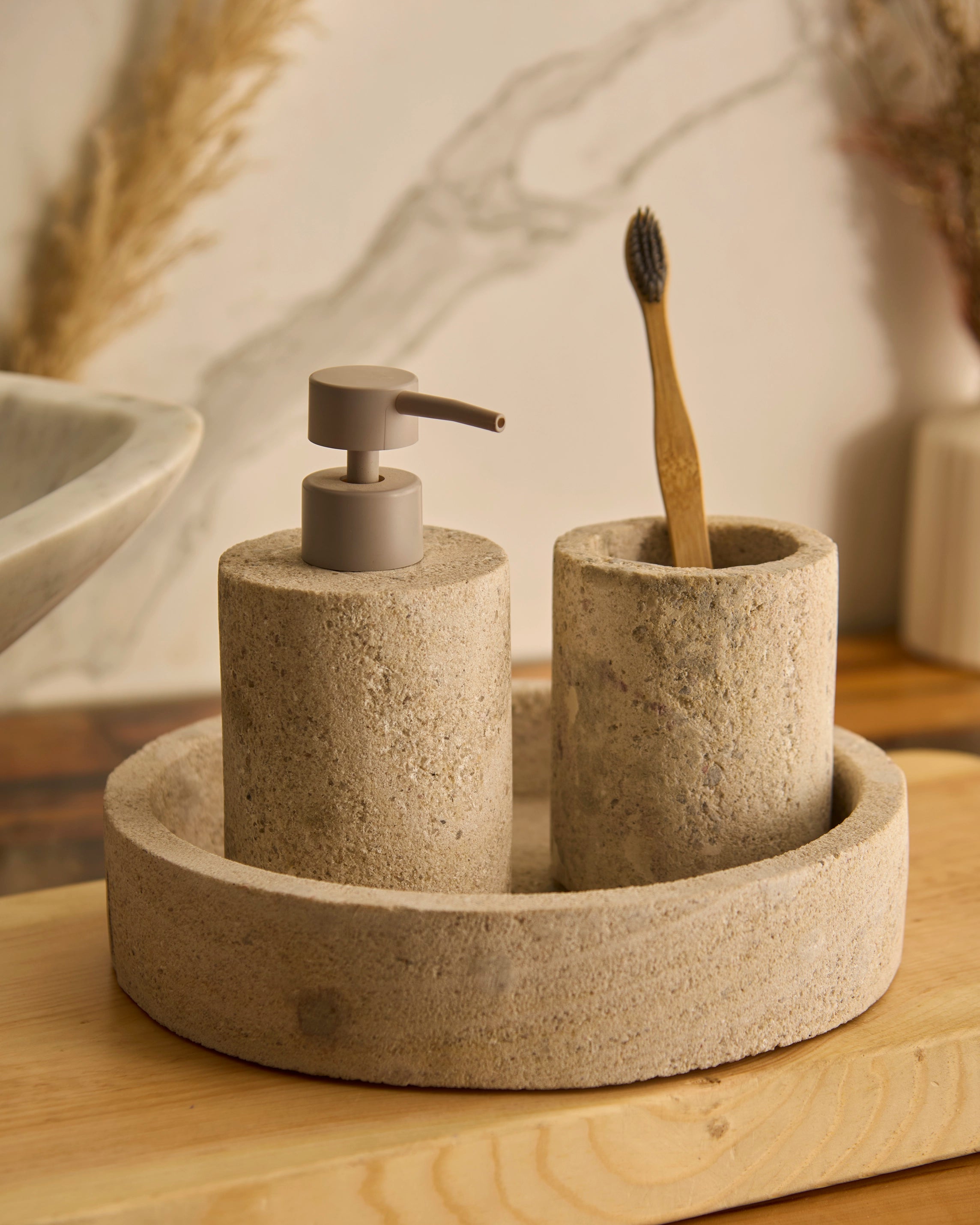DISPENSER SET - INDIAN TRAVERTINE